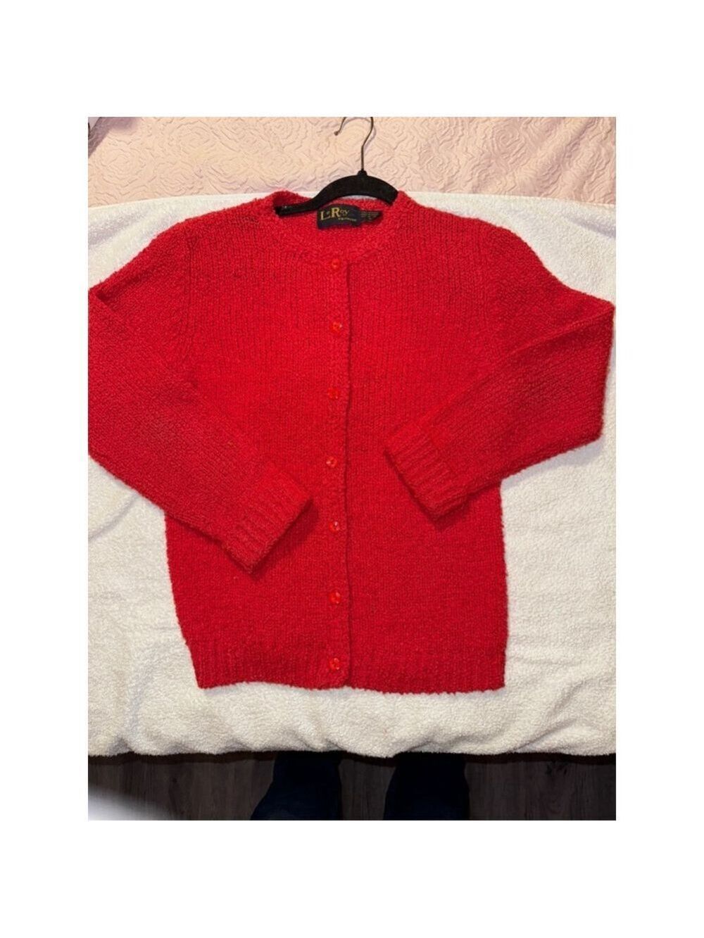 Red vintage sweater LeRoy knitwear size small Taiwan made